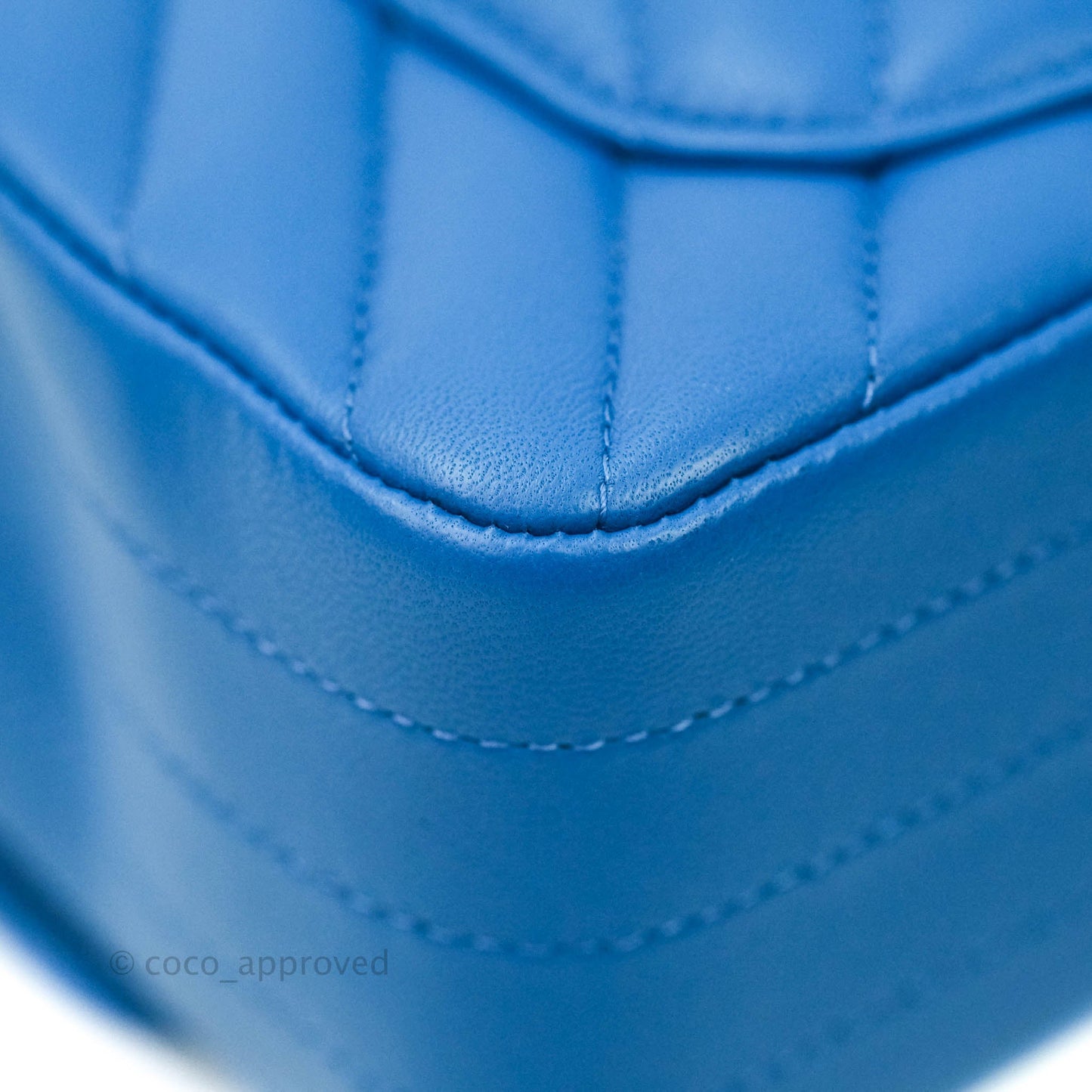 Chanel Chevron Mini Rectangular Lambskin Flap Blue Gold Hardware