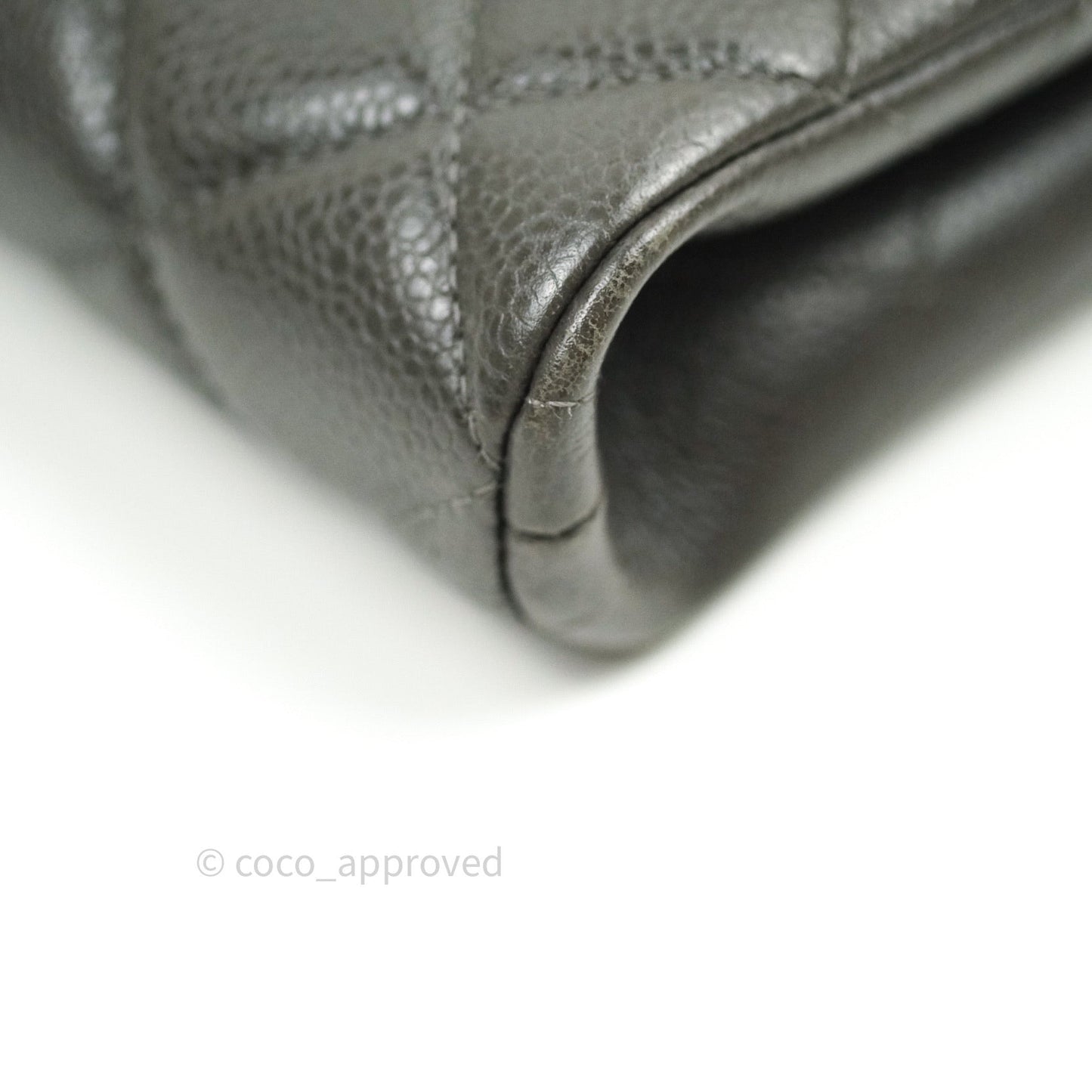 Chanel Quilted Clutch with Chain Dark Grey Caviar Leather Silver Hardware