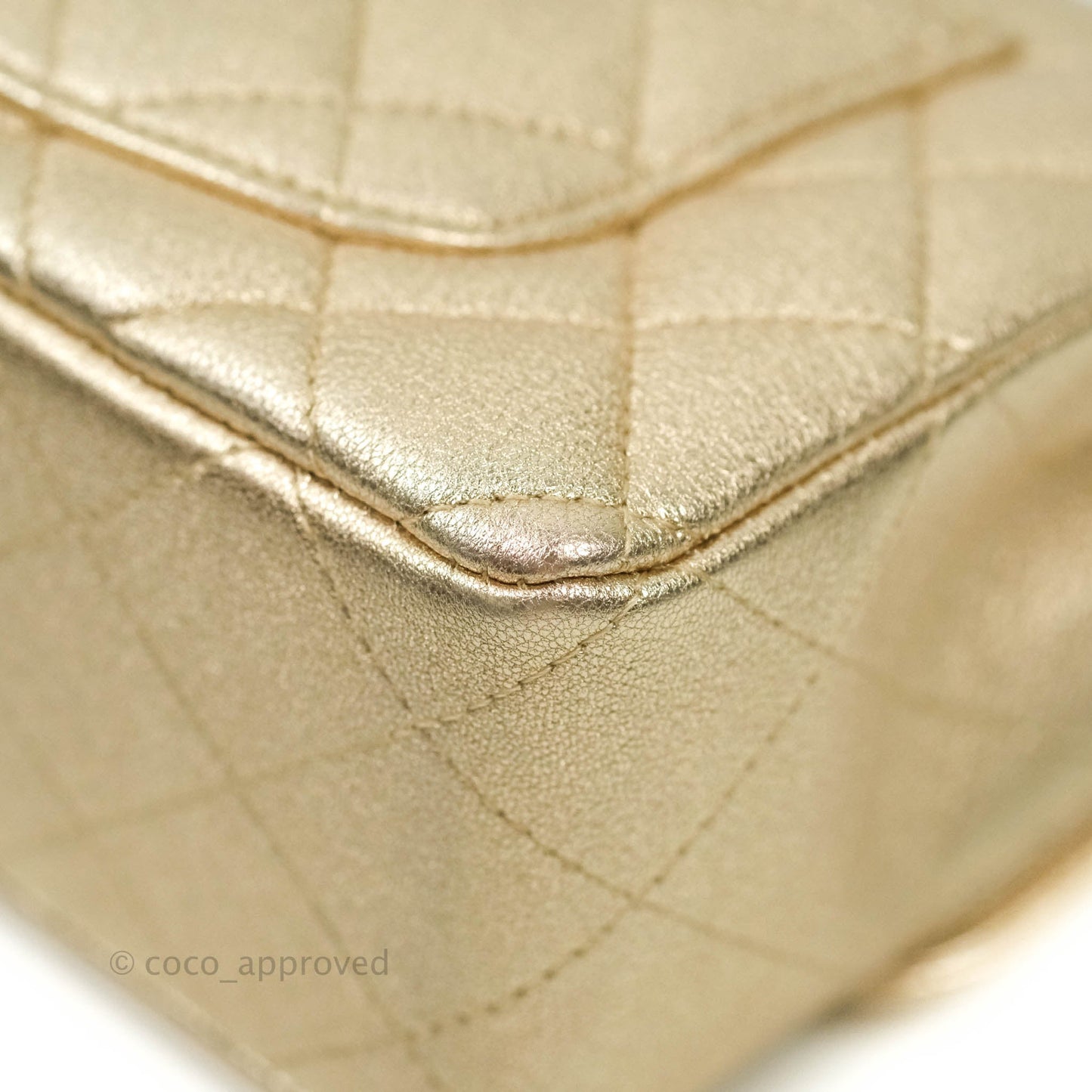 Chanel Quilted Mini Rectangular Iridescent Gold Lambskin Gold Hardware