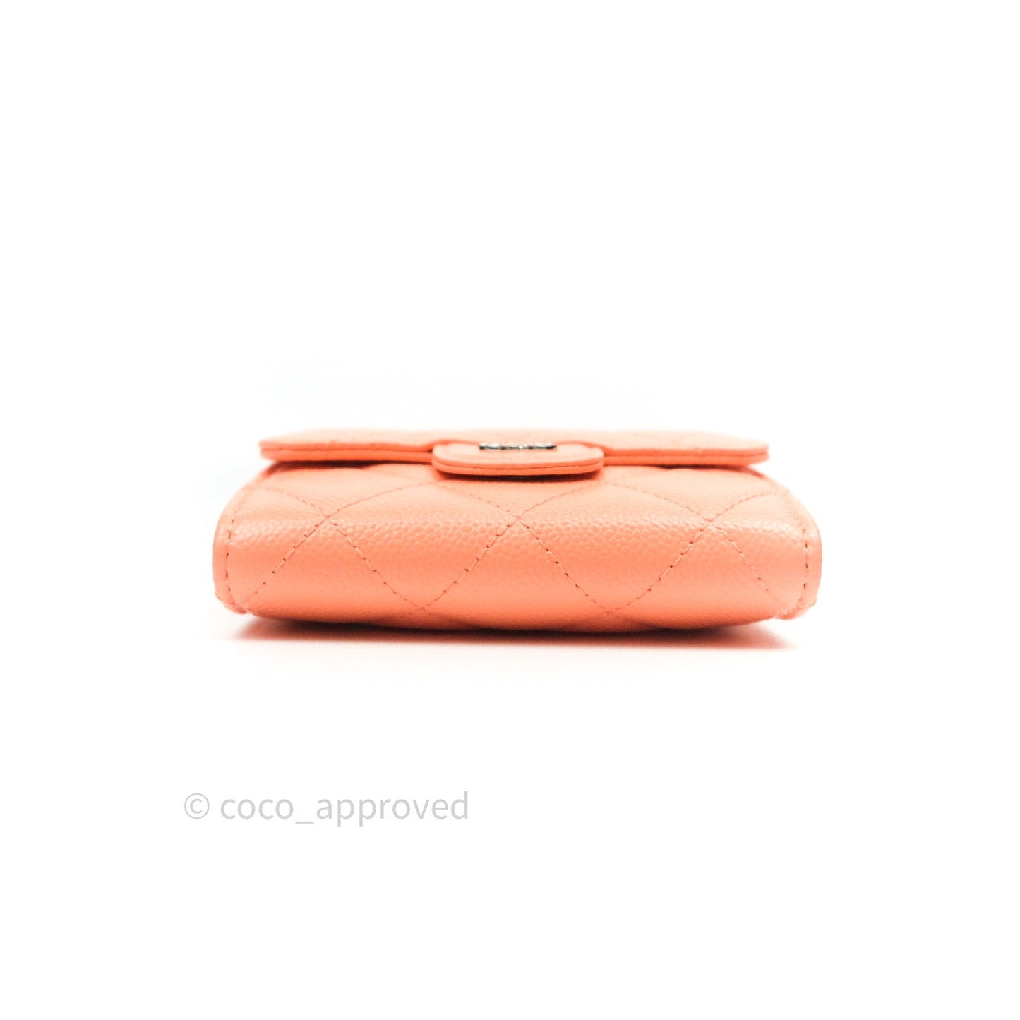 Chanel Mini Wallet With Chain Salmon Pink Caviar Silver Hardware