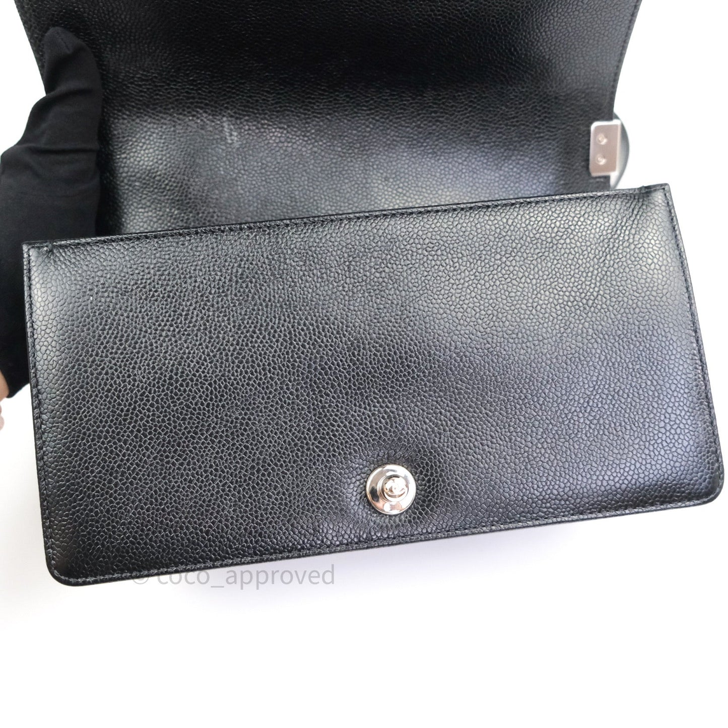 Chanel Boy Chevron Medium Black Caviar Silver Hardware