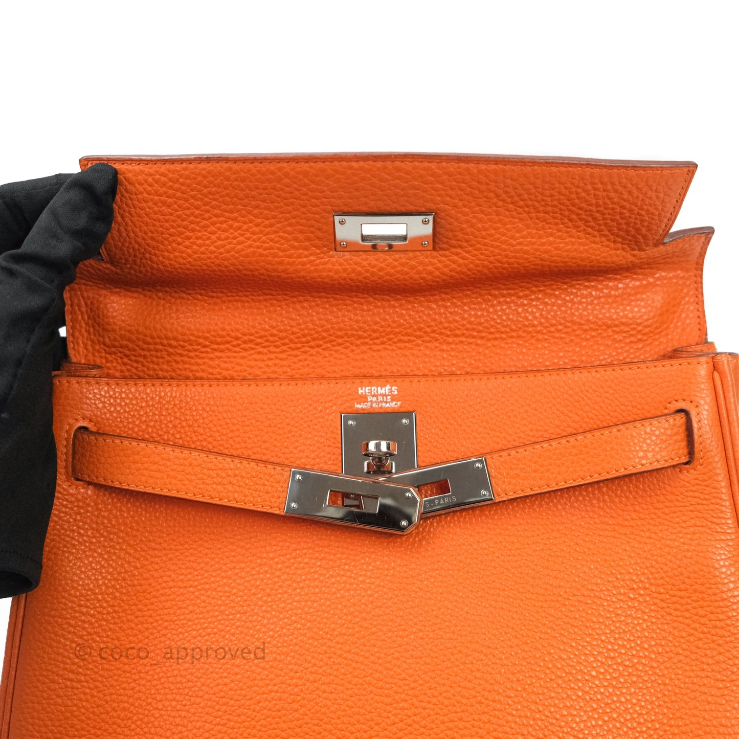Hermès Kelly 28 Orange Palladium Hardware Togo