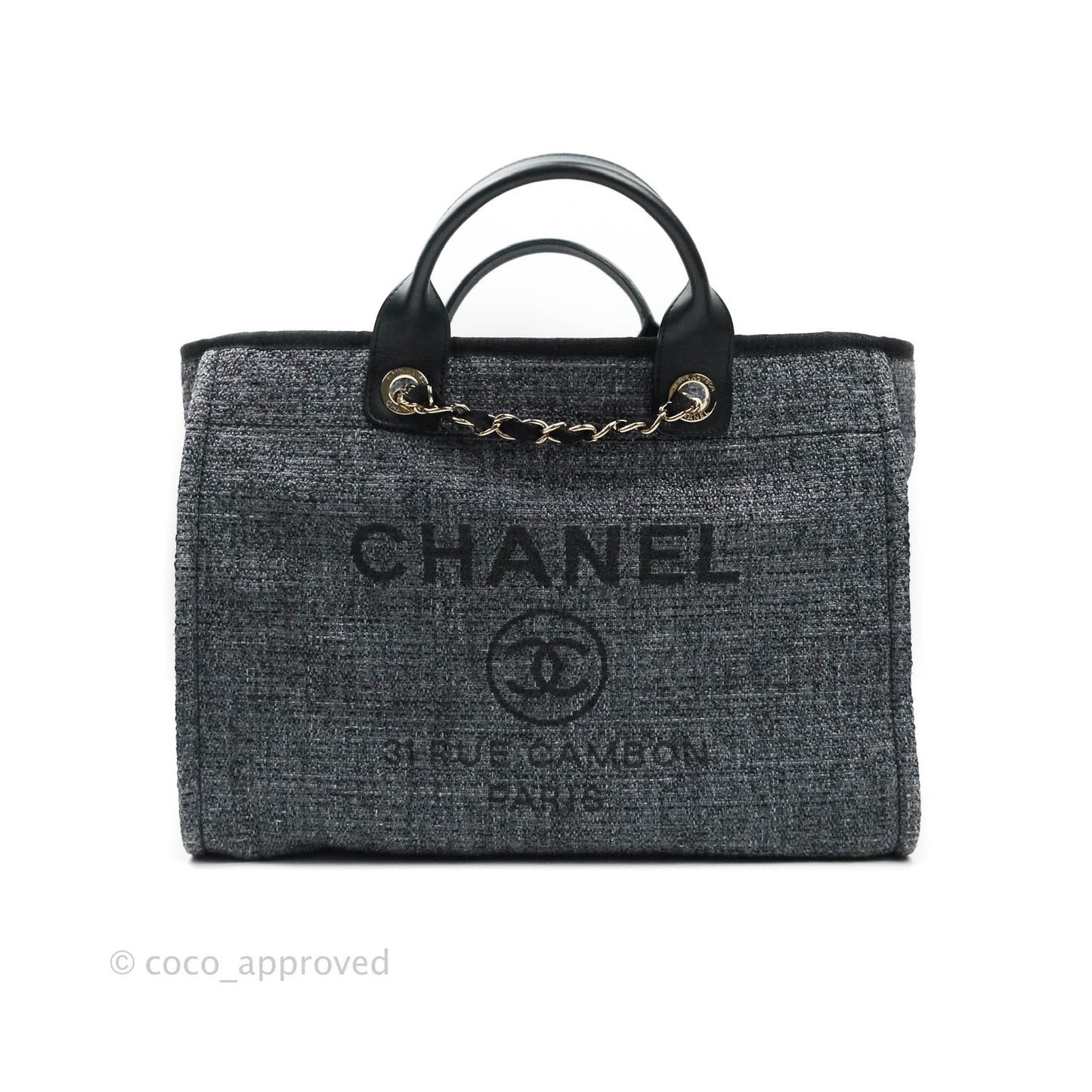 Chanel Large Deauville Charcoal Grey Canvas