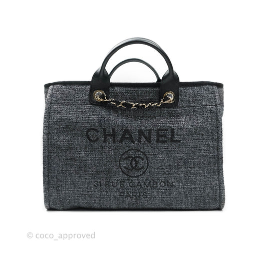 Chanel Large Deauville Charcoal Grey Canvas
