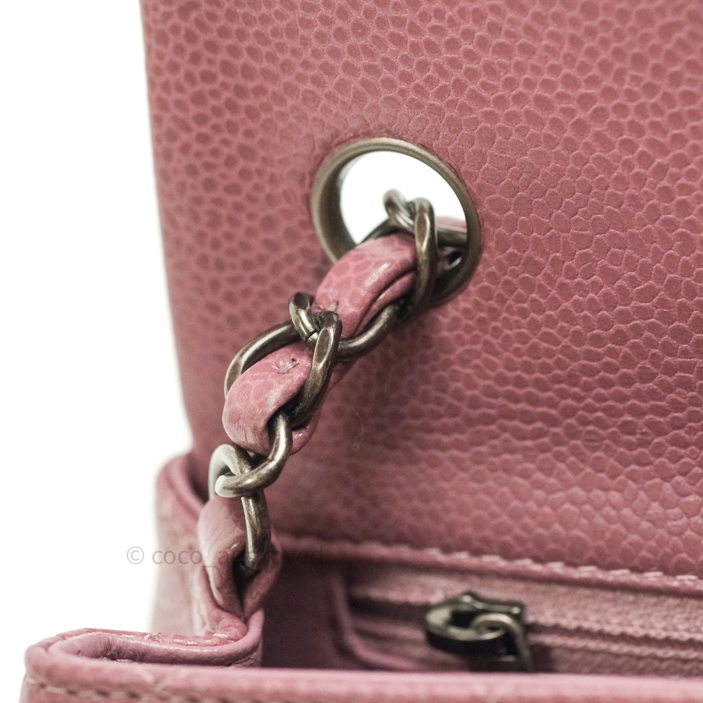Chanel Quilted Mini Rectangular Mauve Pink Caviar Ruthenium Hardware