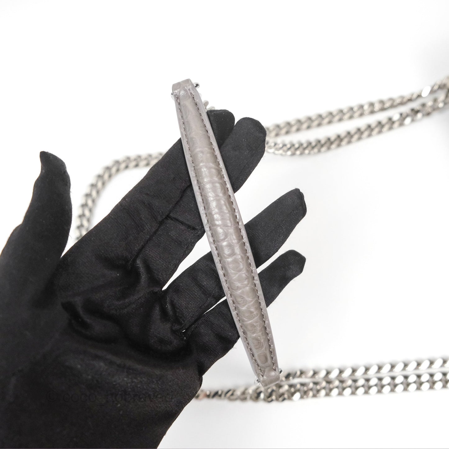 Saint Laurent Sunset Medium Grey Croc-effected Silver Hardware