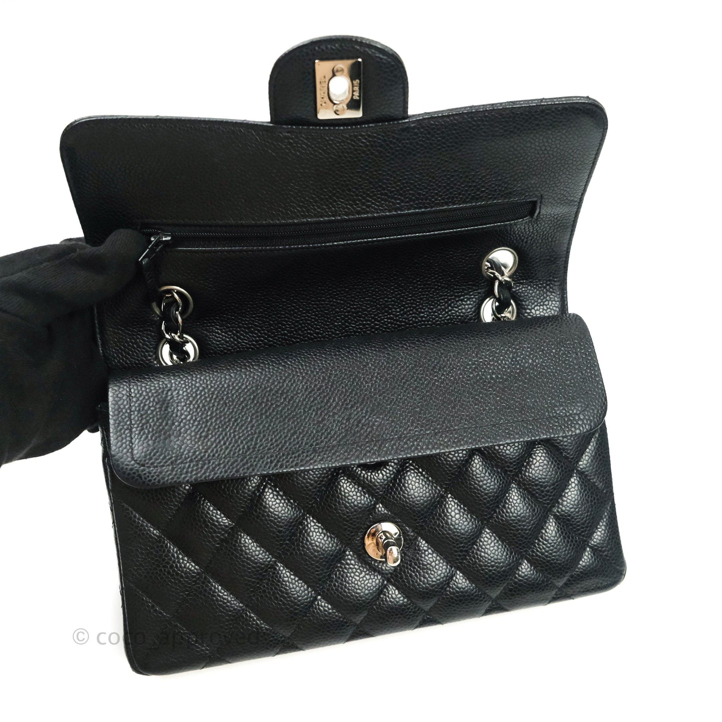 Chanel Classic Small S/M Flap Black Caviar Silver Hardware
