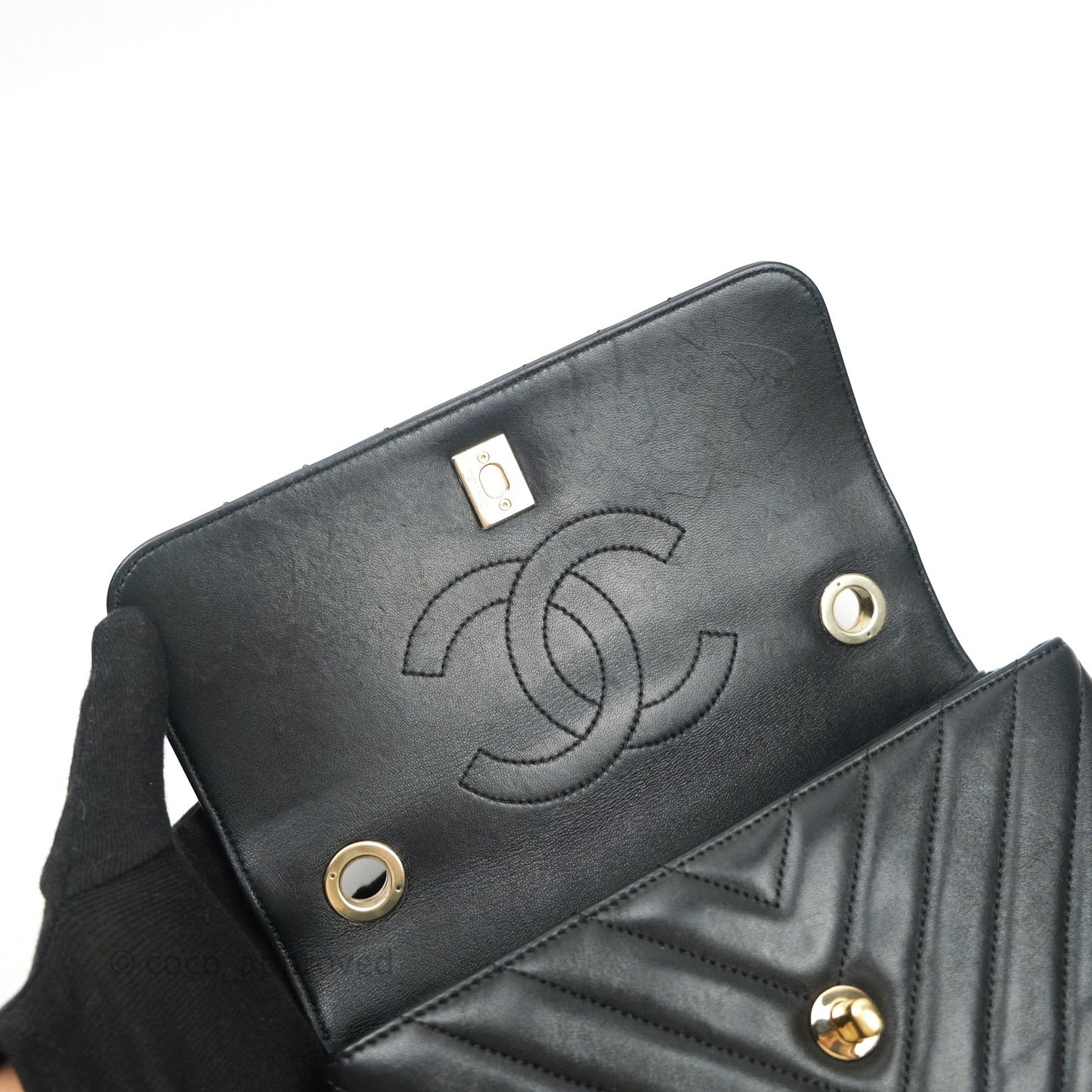 Chanel Trendy CC Chevron Small Black Lambskin Gold Hardware