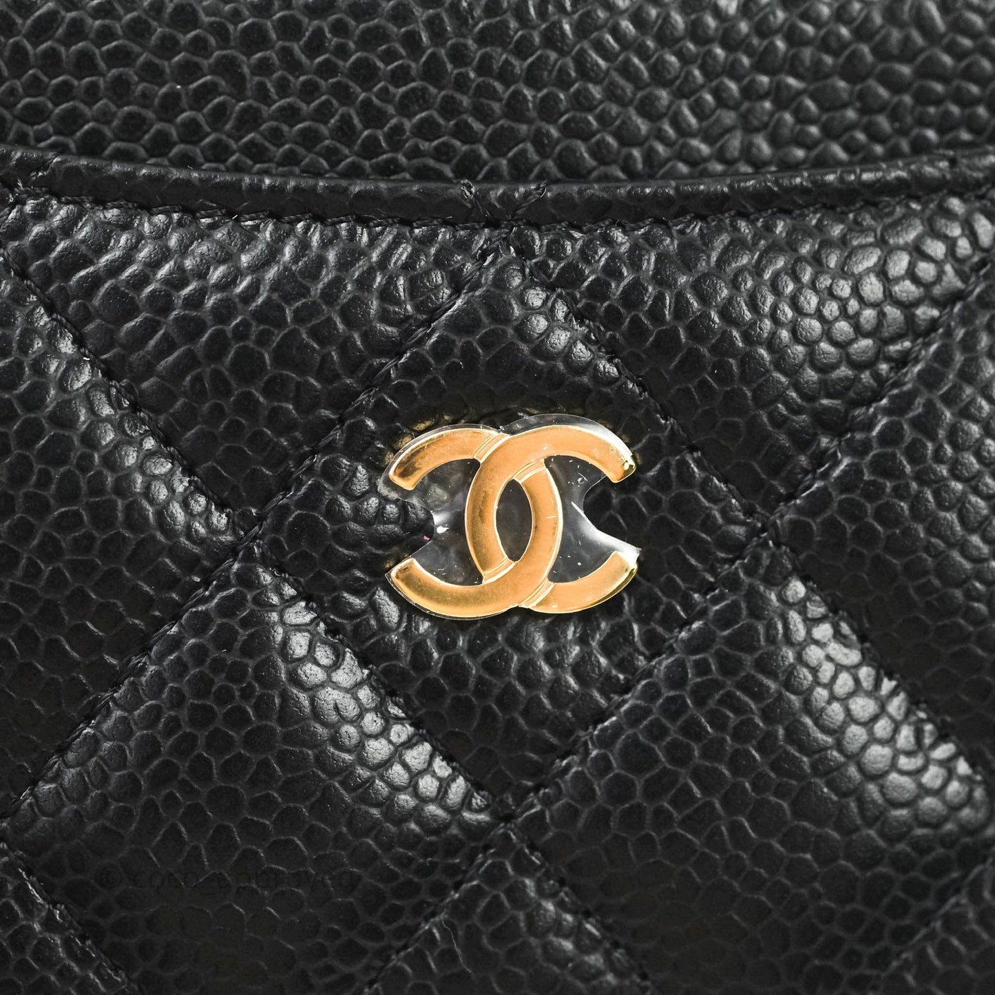 Chanel Black Classic Caviar Flat Card Holder Gold Hardware
