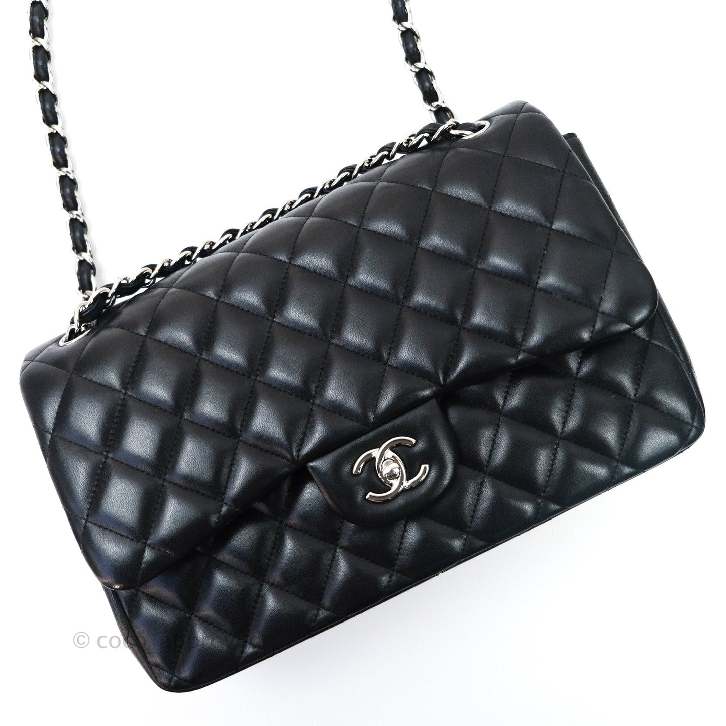 Chanel Jumbo Double Flap Black Lambskin Silver Hardware⁣⁣