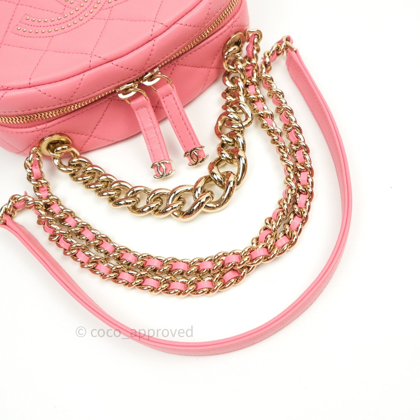 Chane Quilted Camera Pink Lambskin Gold Hardware