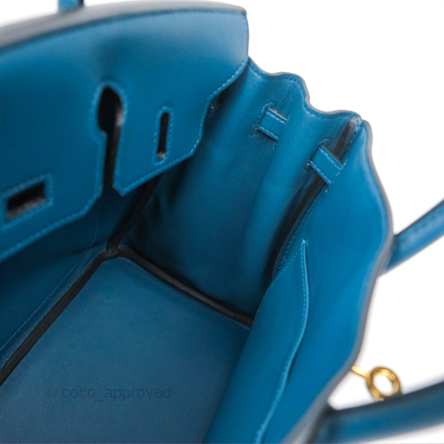 Hermes Birkin 25 Retourne Bleu Colvert Swift Gold Hardware
