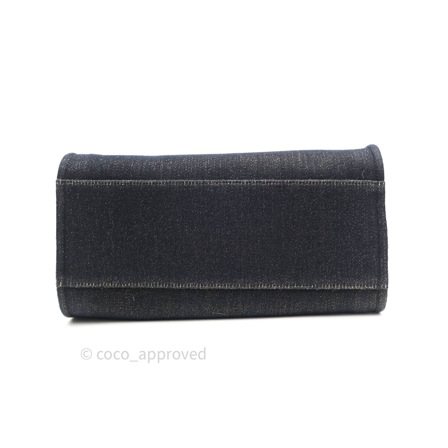 Chanel Canvas Large Deauville Tote Navy Glittery Gold Logo 19B