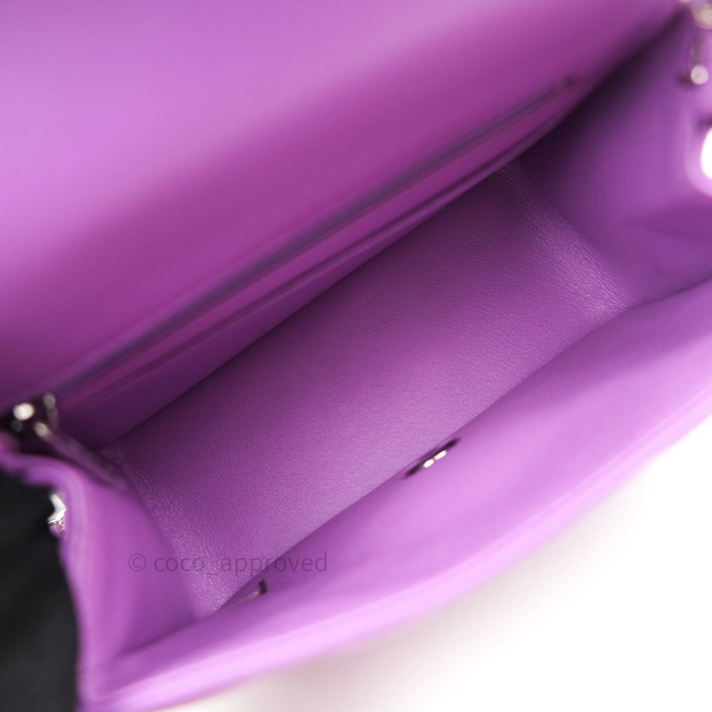 Chanel Mini Square Purple Lambskin Silver Hardware