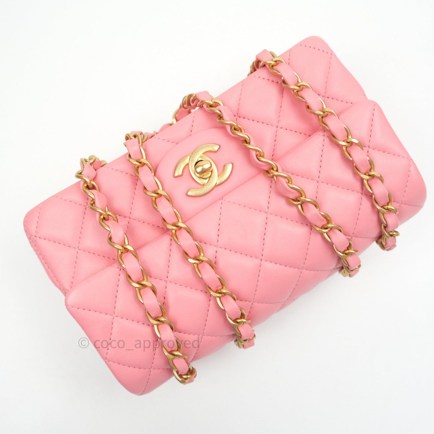 Chanel Quilted Mini Rectangular Pink Lambskin Gold Hardware