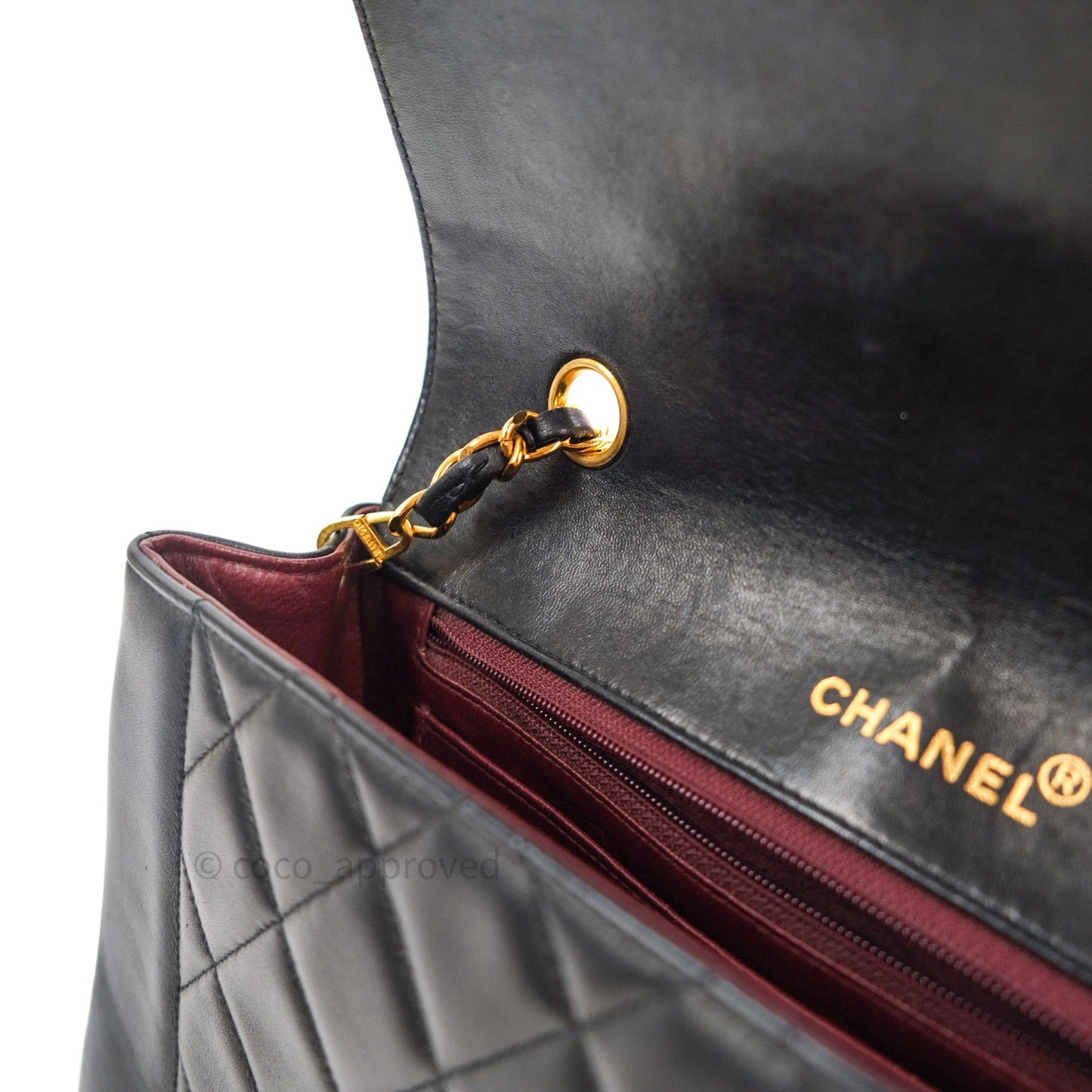 Chanel Black Quilted Lambskin Medium Vintage Classic Diana Flap Bag
