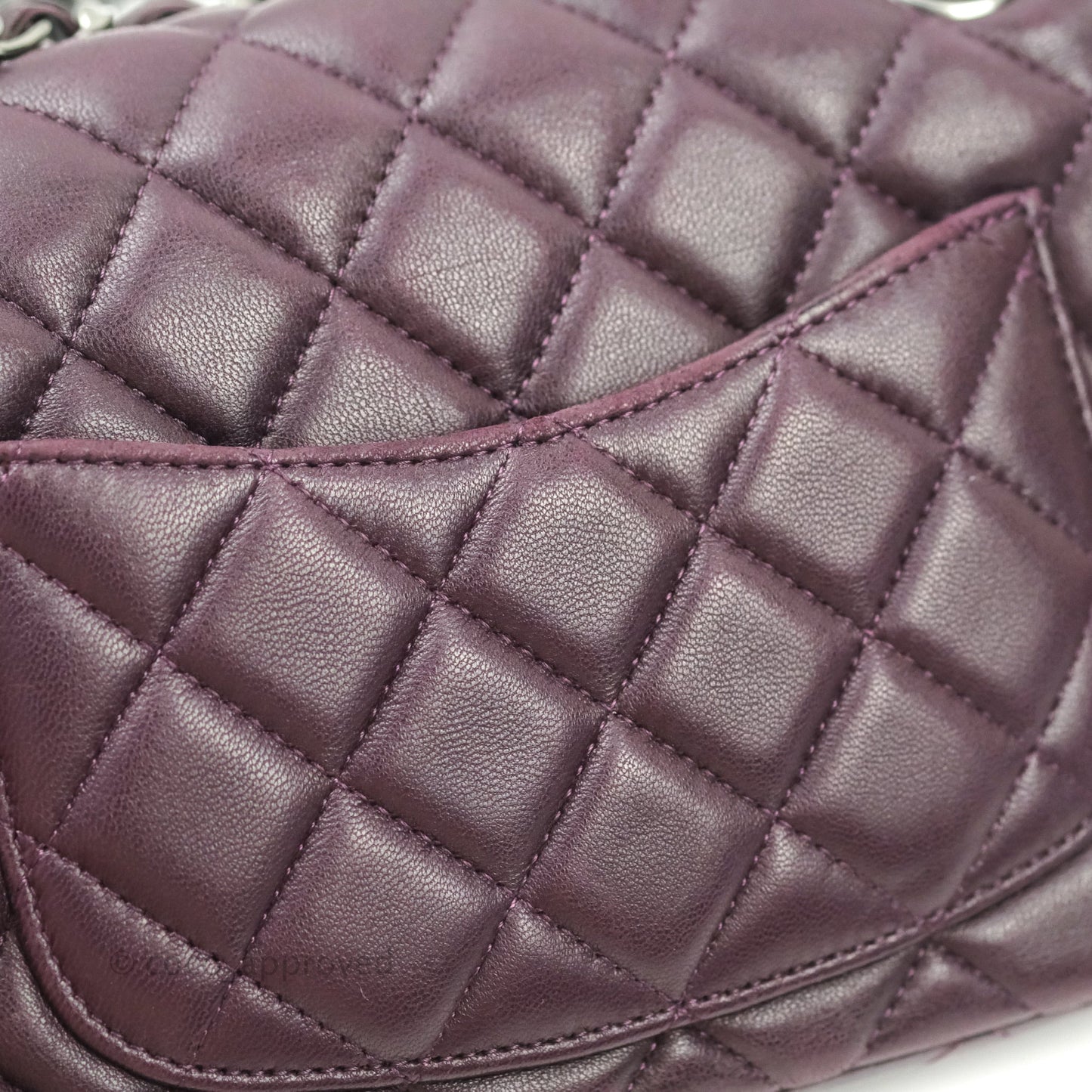 Chanel Quilted Mini Rectangular Purple Lambskin Silver Hardware