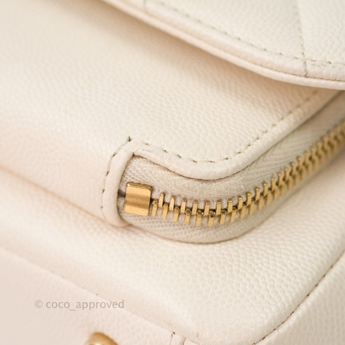 Chanel Quilted Small Business Affinity Flap Ivory Caviar Light Gold Hardware