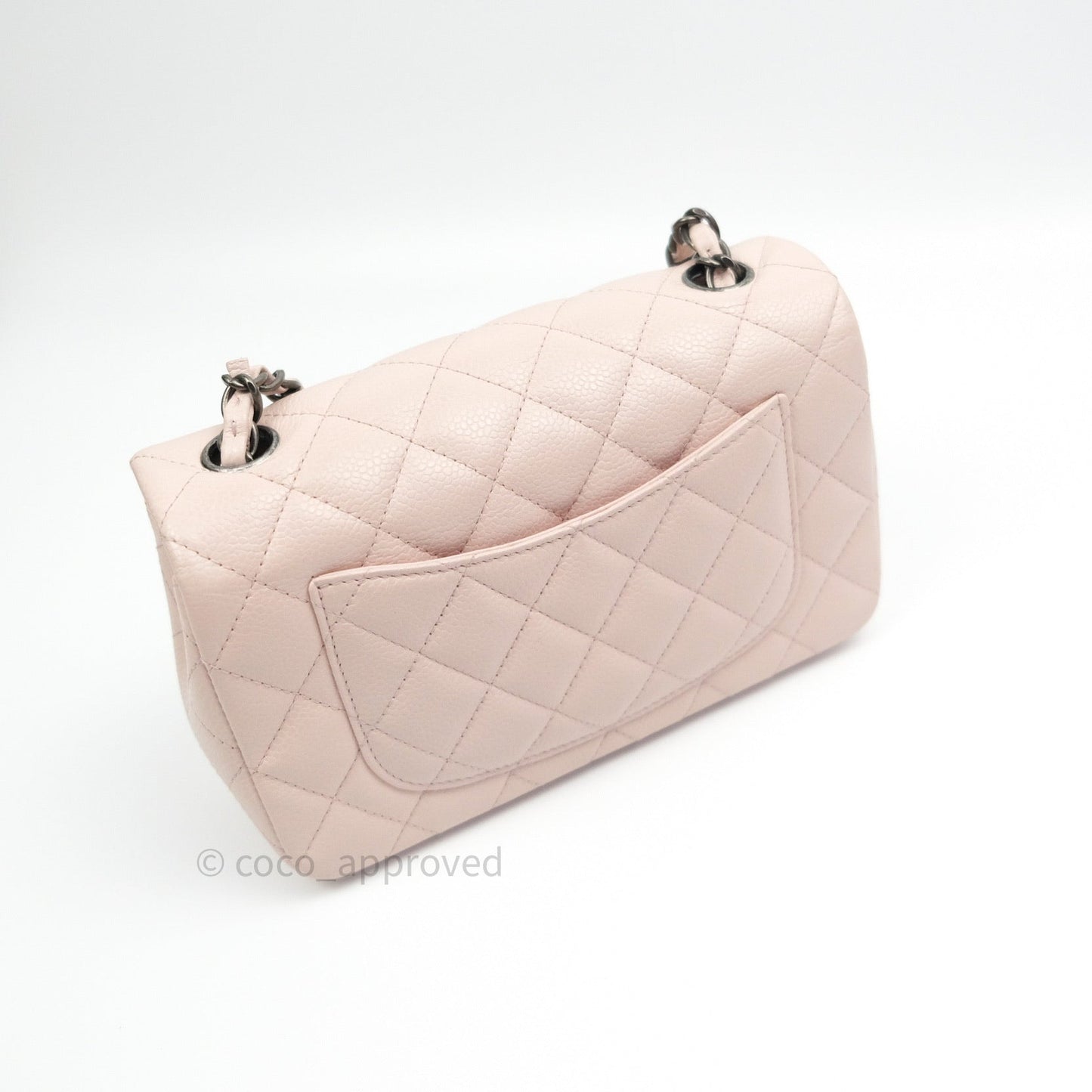 Chanel Quilted Mini Rectangular Sakura Pink Caviar Ruthenium Hardware