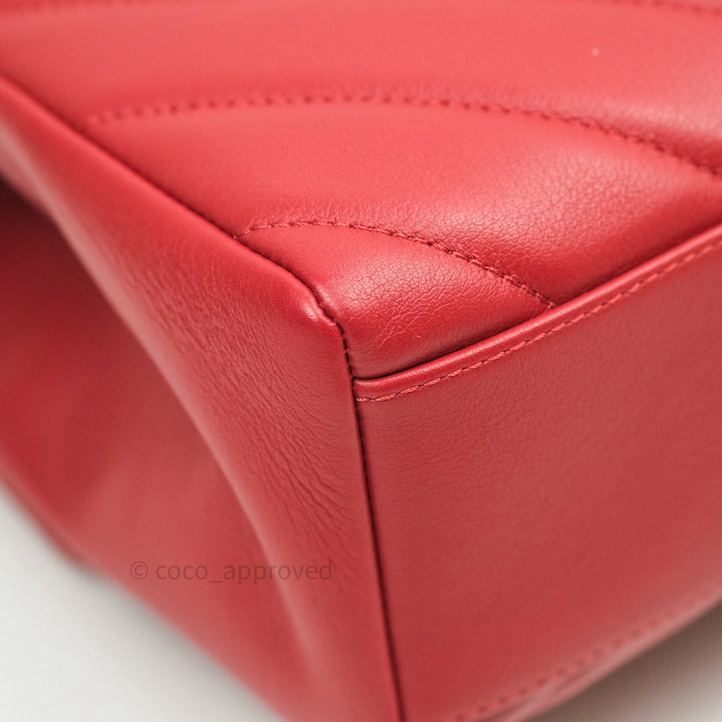 Chanel Quilted Chevron In The City Bag Red Calfskin Gold Hardware