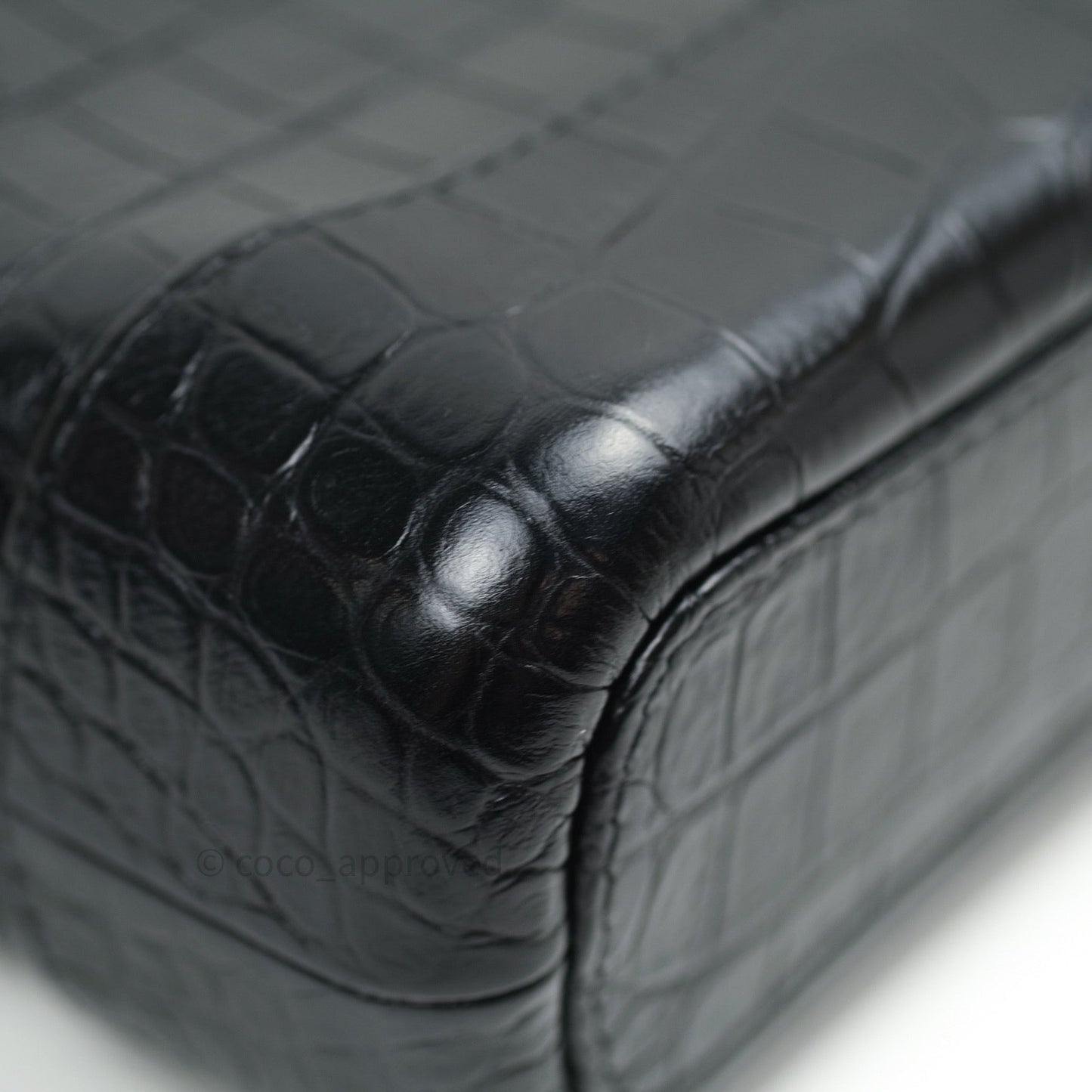 Chanel Crocodile Embossed Calfskin Small Gabrielle Cocodile Hobo Black