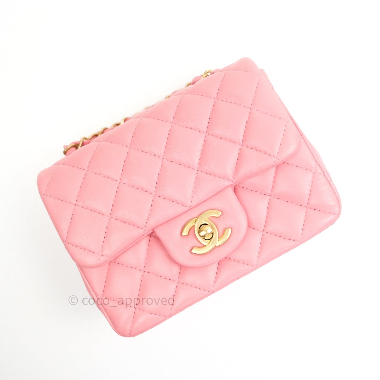 Chanel Mini Square Pink Quilted Lambskin Gold Hardware