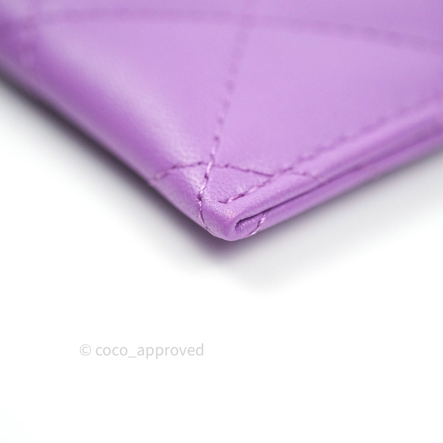 Chanel Quilted Classic Purple Lambskin Silver Hardware Flat Card Holder