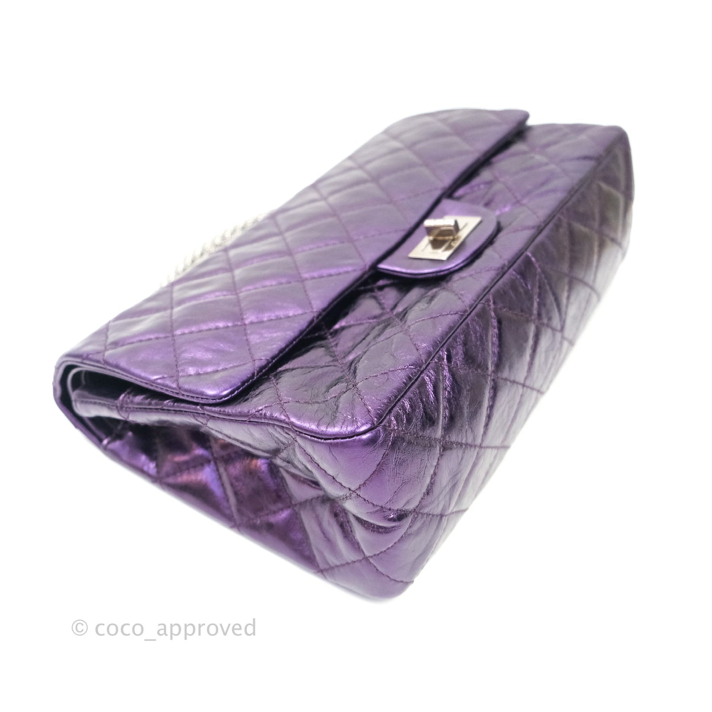 Chanel Reissue Quilted Glazed Calfskin Metallic Purple Silver Hardware 227