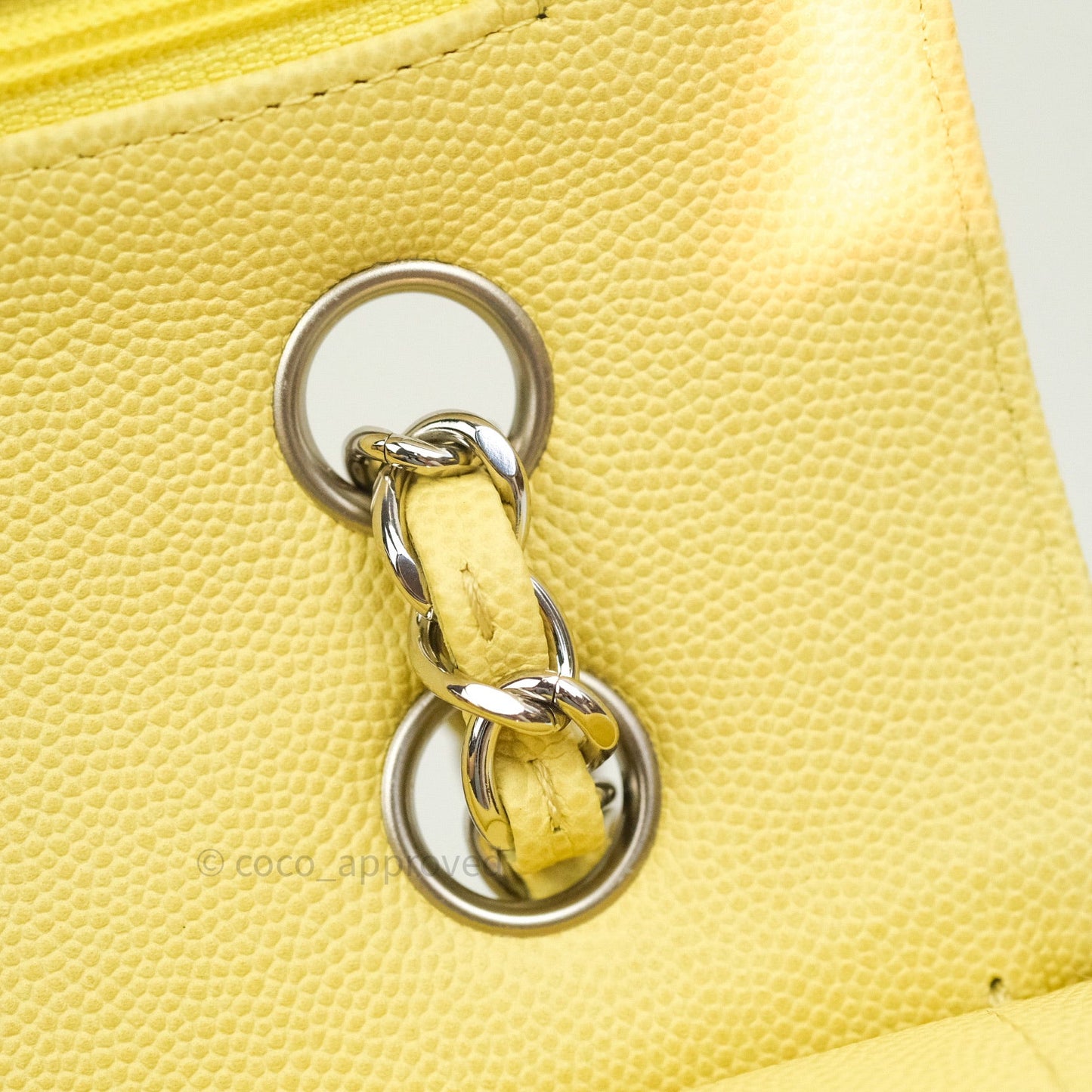 Chanel Classic M/L Medium Double Flap Bag Light Yellow Caviar Silver Hardware