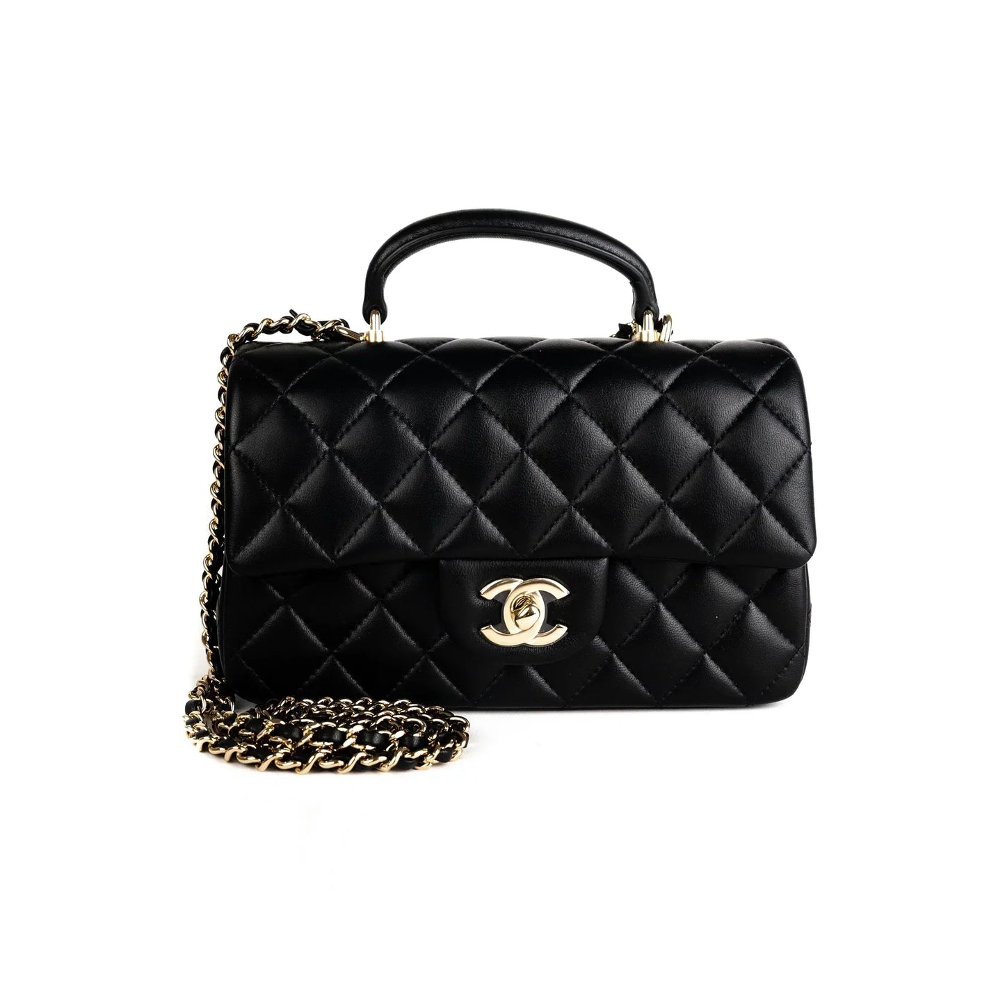 Luxury Chanel Mini with Top Handle Black