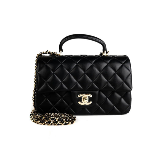 Luxury Chanel Mini with Top Handle Black