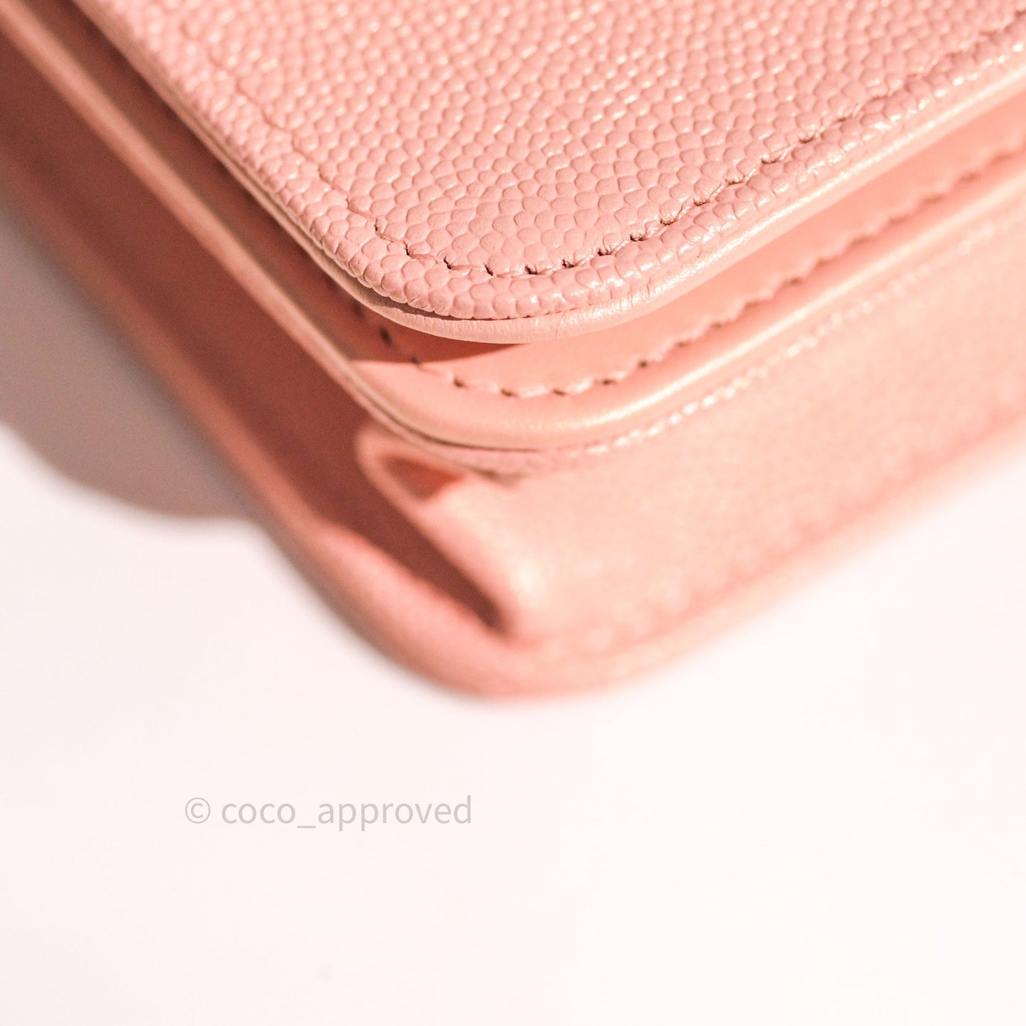 Chanel Chevron Wallet on Chain WOC Rose Gold Caviar Silver Hardware 19P