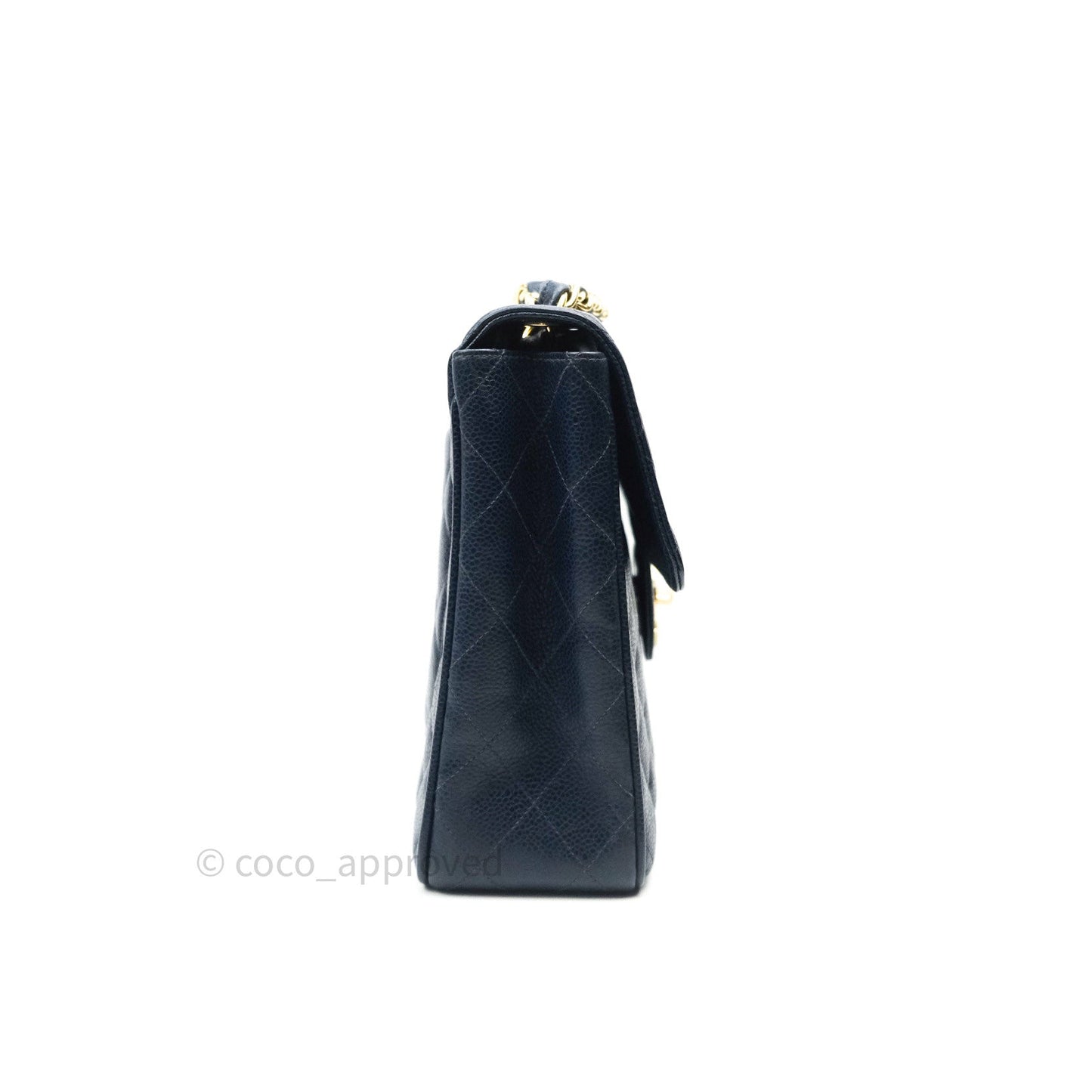 Chanel Vintage XL Jumbo Single Flap Navy Caviar 24K Gold Hardware