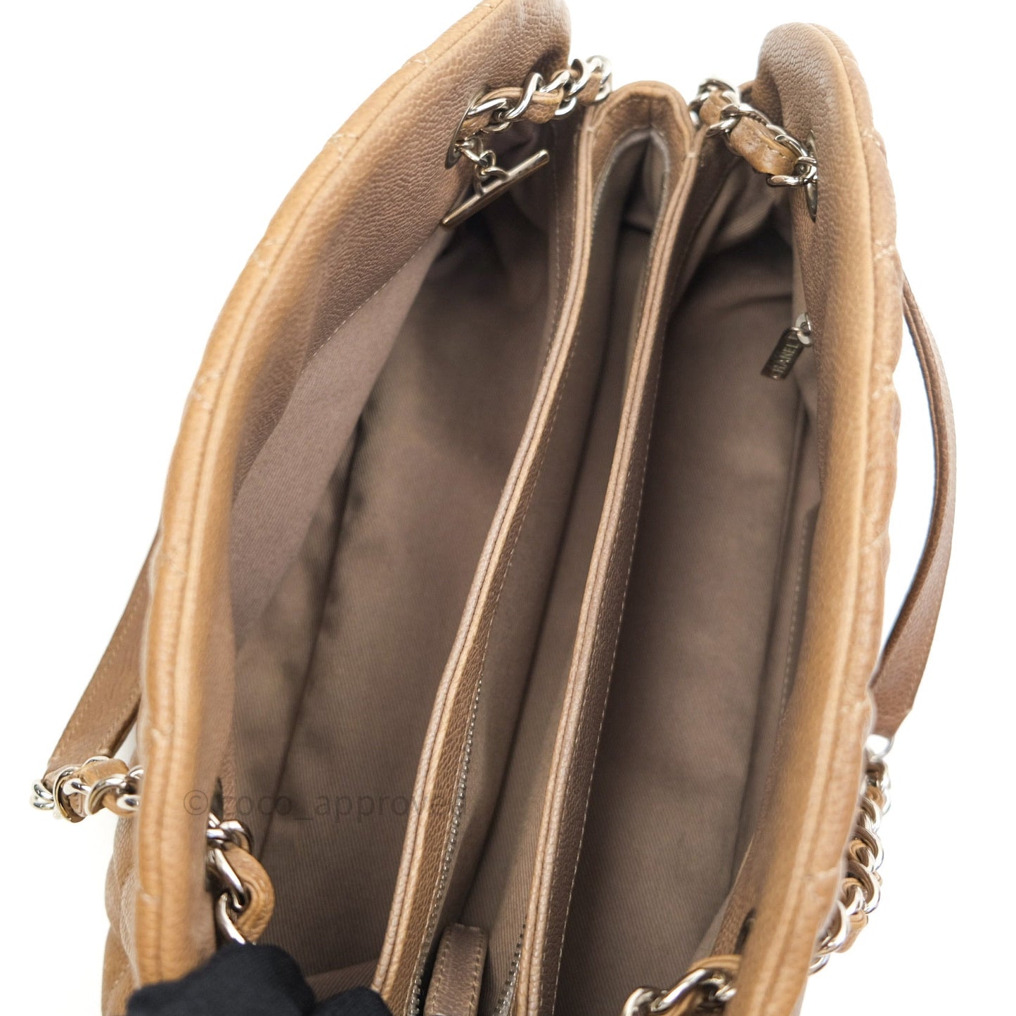 Chanel Mademoiselle Bowling Medium Light Brown Caviar Leather Silver Hardware