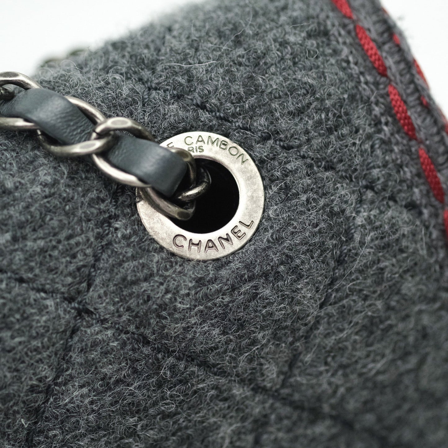 Chanel Jumbo Wool Flap Bag with Braid And Edelweiss in Grey