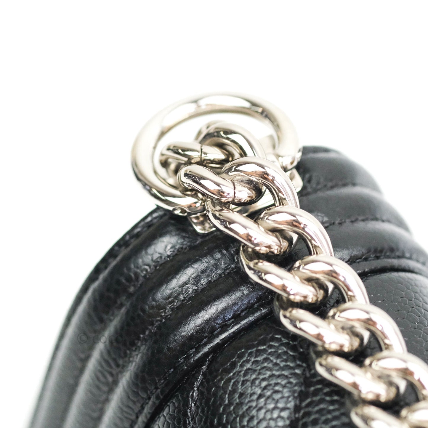 Chanel Boy Chevron Medium Black Caviar Silver Hardware