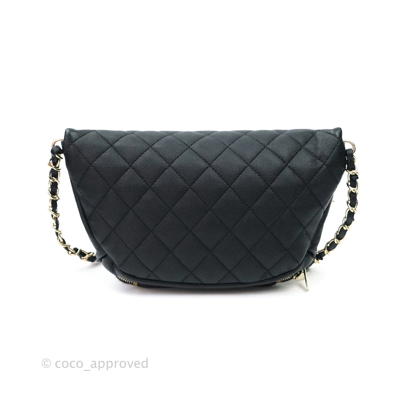 Chanel Quilted Business Affinity Waist Belt Bag Black Caviar Gold Hardware