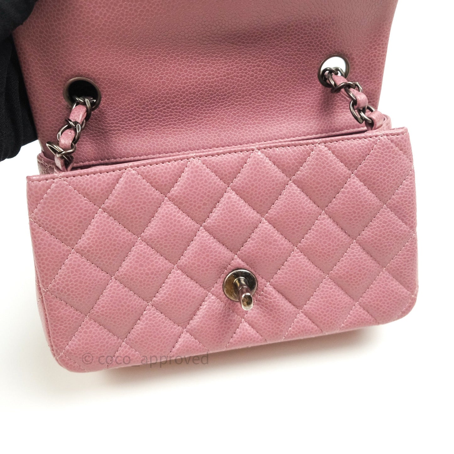 Chanel Quilted Mini Rectangular Mauve Pink Caviar Ruthenium Hardware