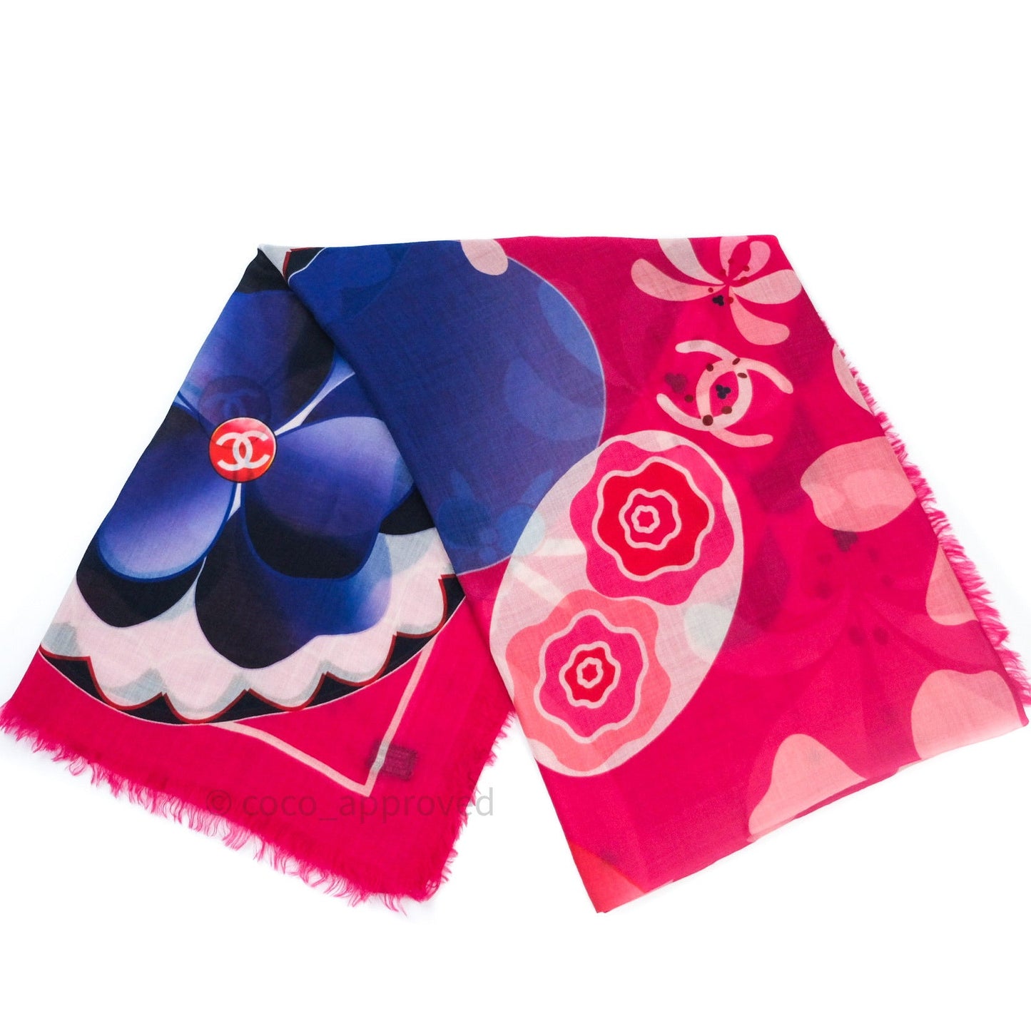 Chanel Cashmere Flower Scarf Pink