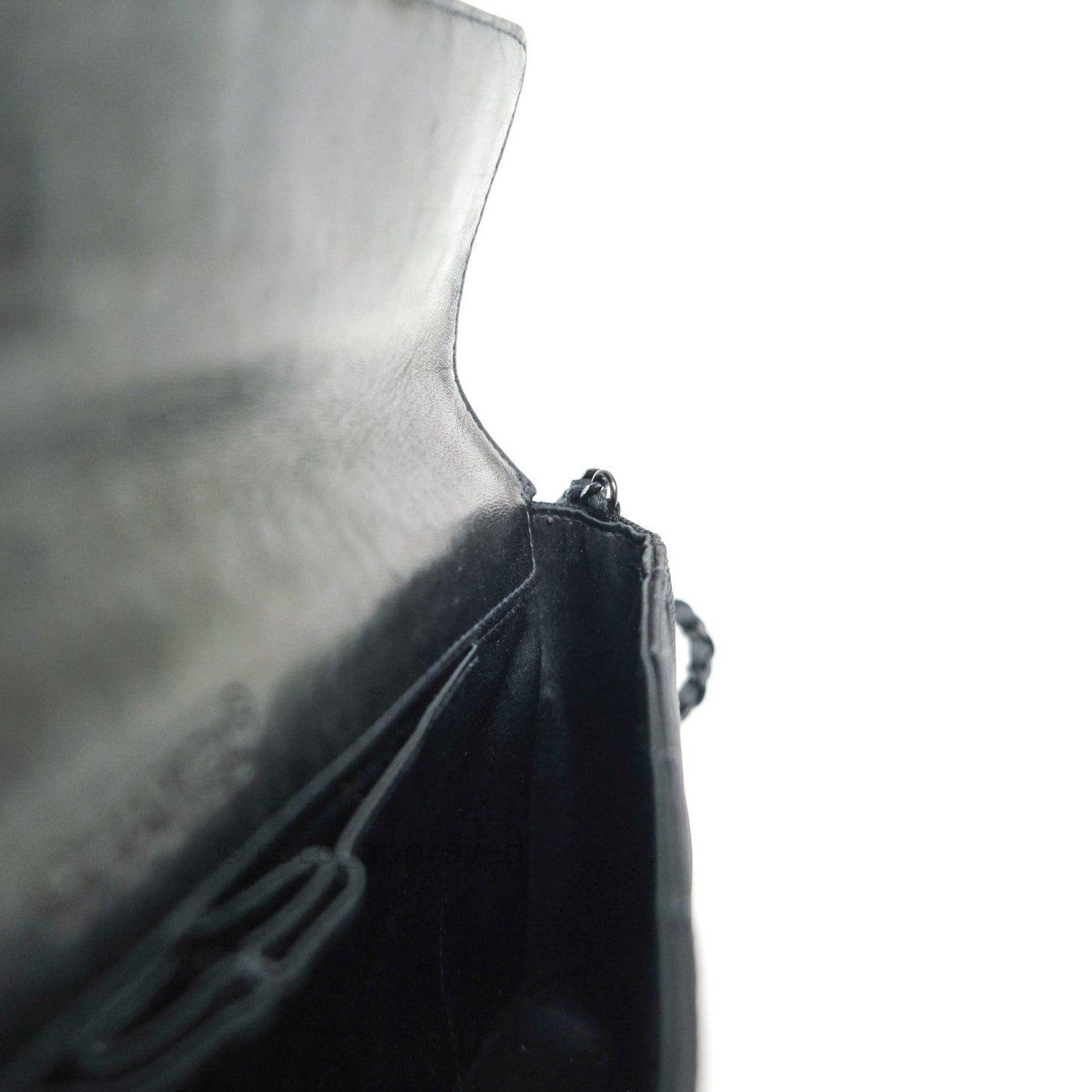 Chanel Denim So Black Camellia Clutch With Chain