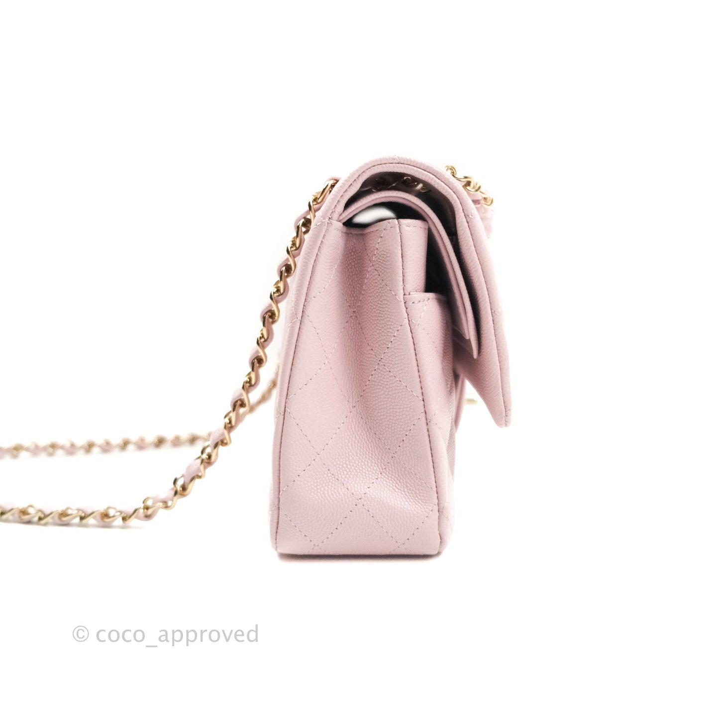 Chanel Classic M/L Medium Double Flap Bag Light Pink Caviar Gold Hardware