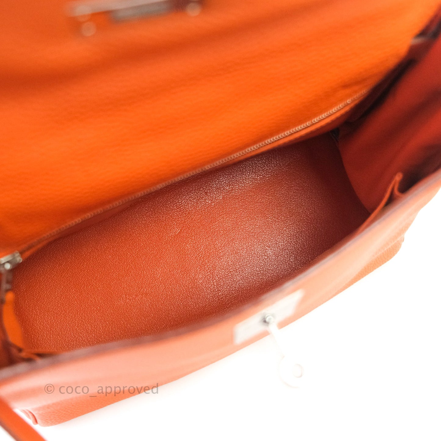Hermès Kelly 28 Orange Palladium Hardware Togo