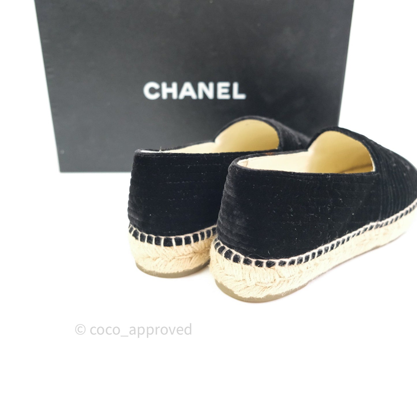 Chanel Espadrille Black Velvet Size 38