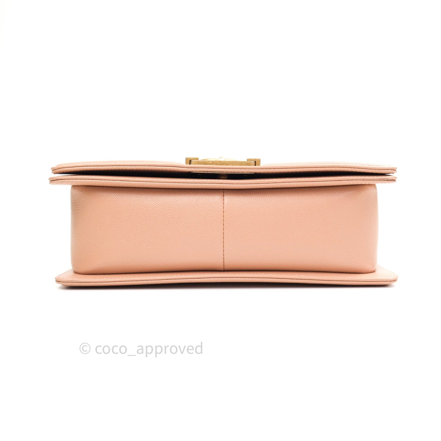 Chanel Quilted Medium Caviar Boy Flap Beige Gold Hardware