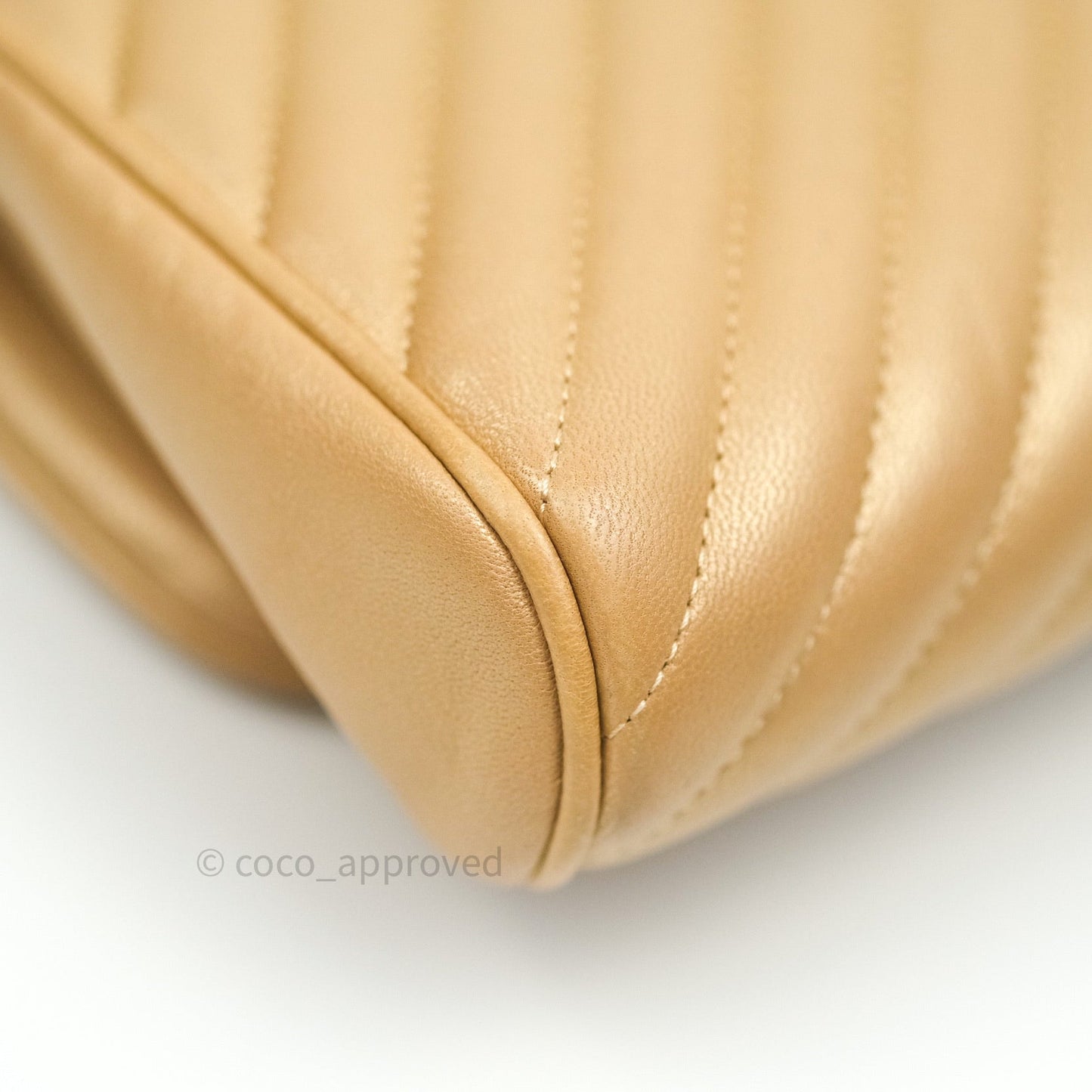 Chanel Clutch Gold Calfskin Chevron Silver Hardware