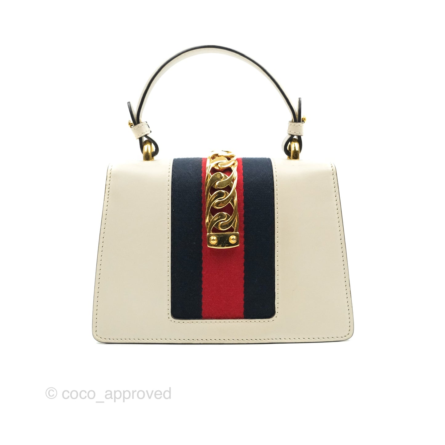 Gucci Mini Sylvie Top Handle White Calfskin Shoulder Bag⁣ ⁣⁣⁣⁣⁣⁣⁣⁣⁣⁣⁣⁣⁣⁣⁣⁣With Strap