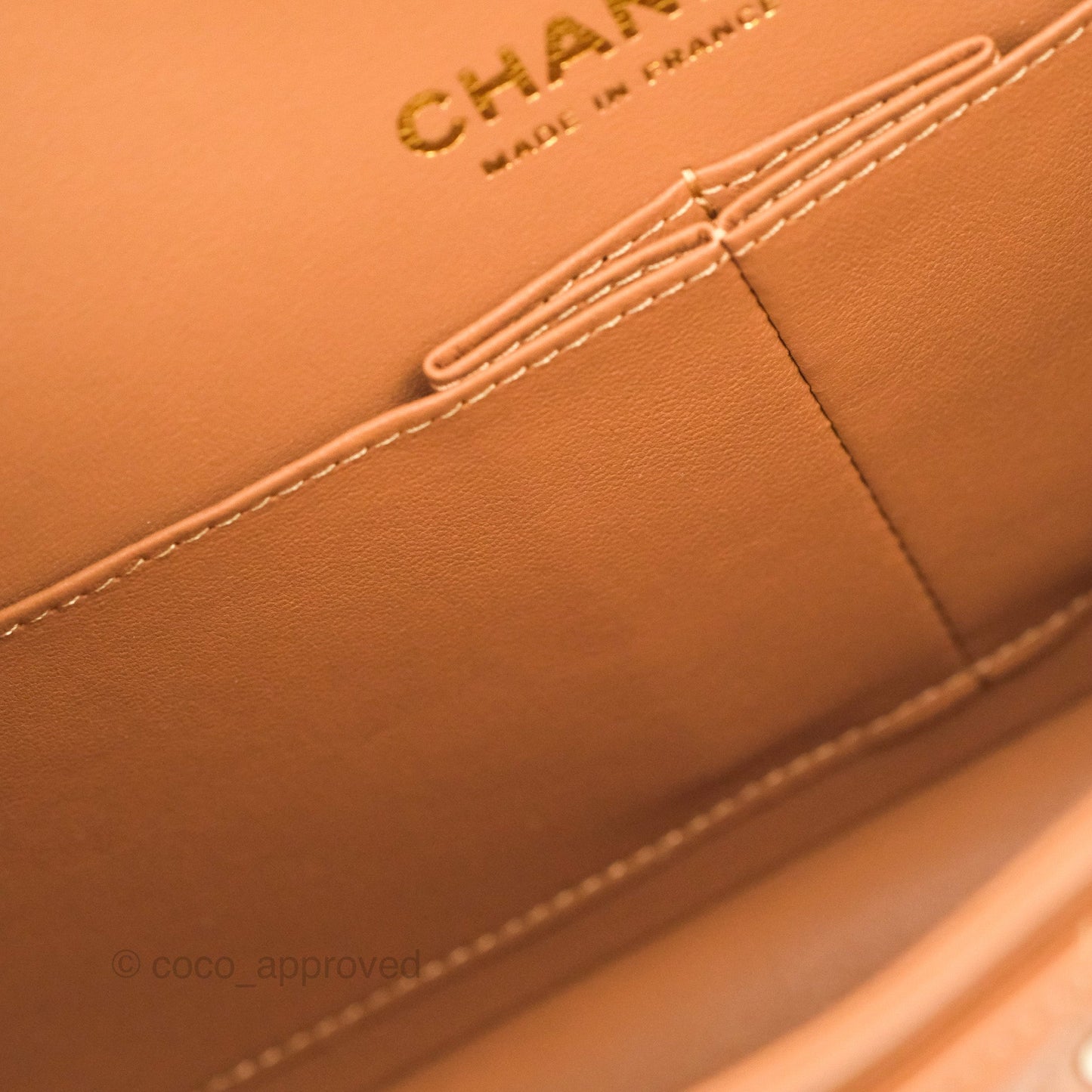 Chanel Small Classic Quilted Flap Dark Beige Caramel Lambskin Gold Hardware