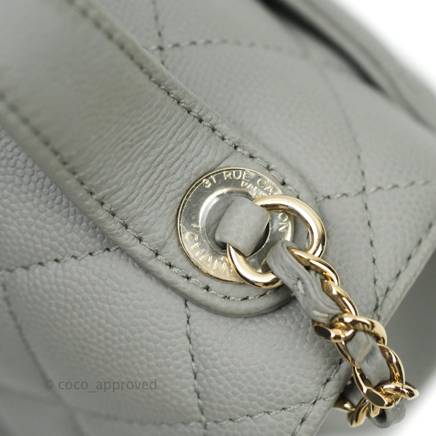 Chanel Quilted Small Business Affinity Flap Grey Caviar Light Gold Hardware