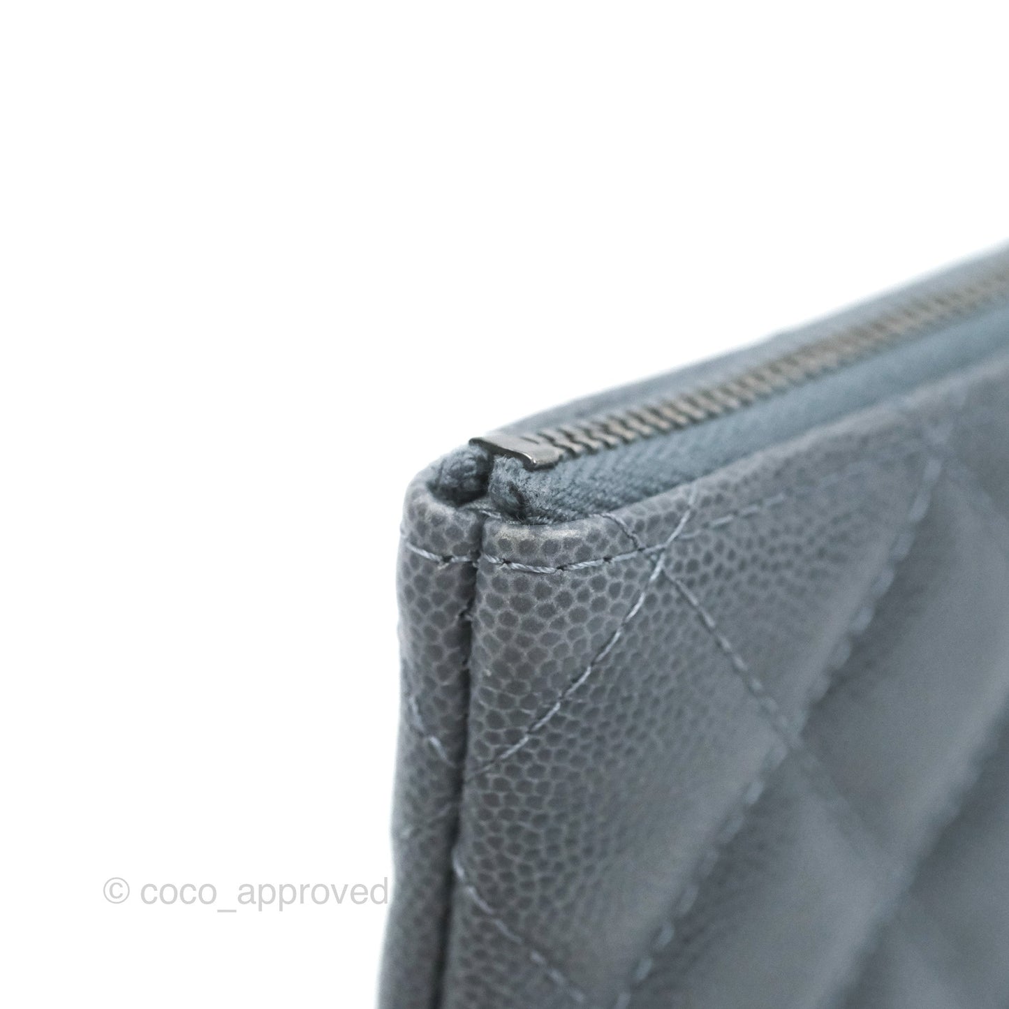 Chanel Quilted Mini O Case Dark Grey Blue Caviar Ruthenium Hardware