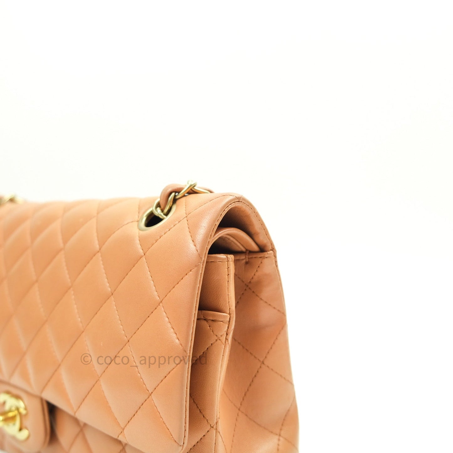 Chanel Classic M/L Beige Lambskin Gold Hardware